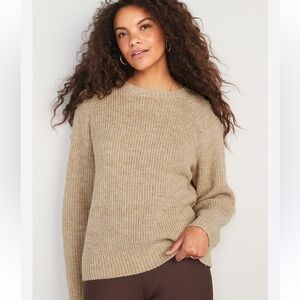 Old Navy Relaxed Fit Crewneck Cozy Normcore Layering Tan Sweater
